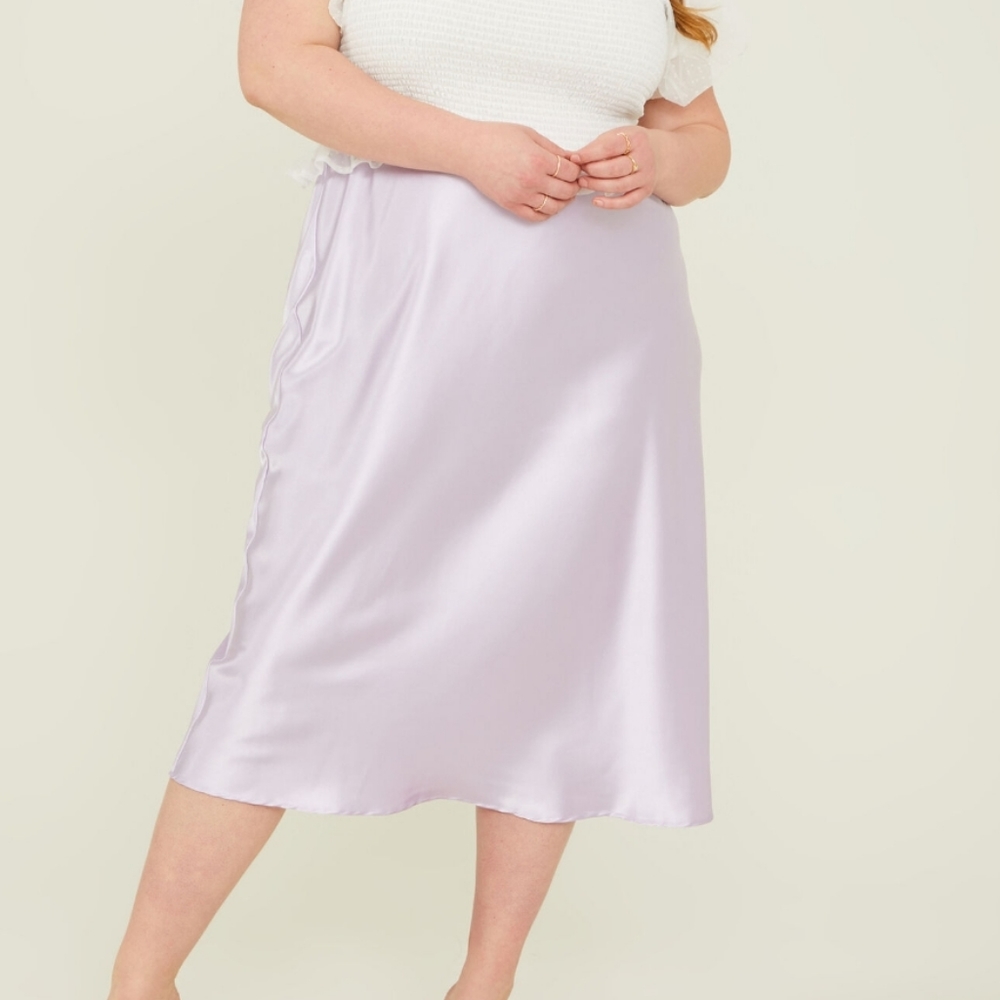 Arula purple satin midi skirt (XL)